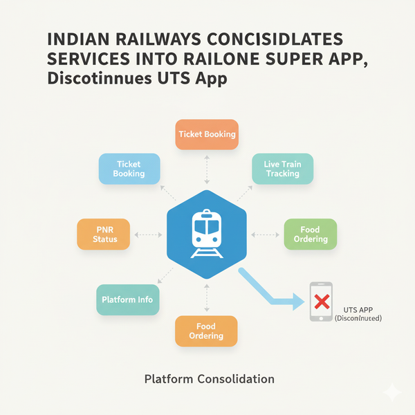 Indian Railways Consolidates Services into RailOne Super App, Discontinues UTS App