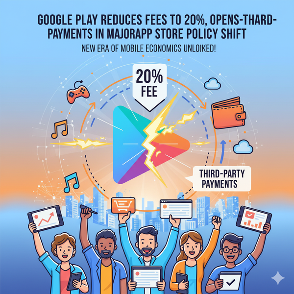 Google Play Reduces Fees to 20%, Opens Third-Party Payments in Major App Store Policy Shift