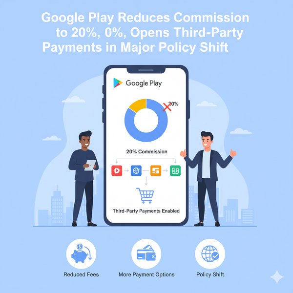 Google Play Reduces Commission to 20%, Opens Third-Party Payments in Major Policy Shift